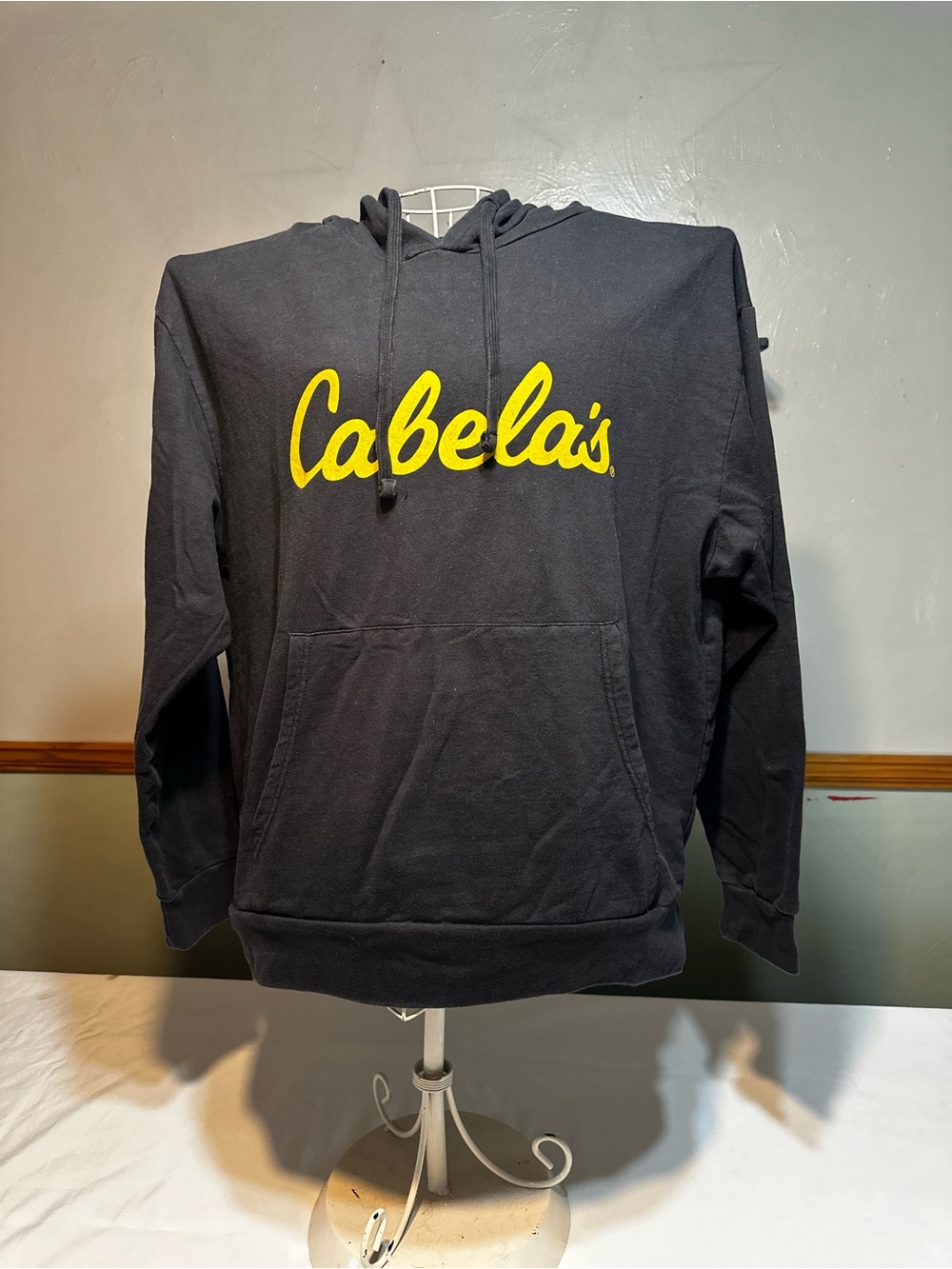Cabela's Black Pullover Hoodie with Yellow Script